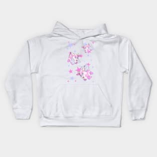 pink flying bubble cows with wings Kids Hoodie